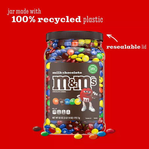 M&M's Milk Chocolate Candy Pantry Size Jar, 62 oz.