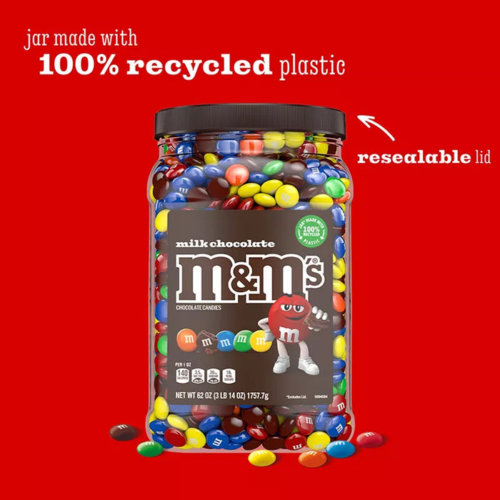 M&M's Milk Chocolate Candy Pantry Size Jar, 62 oz.