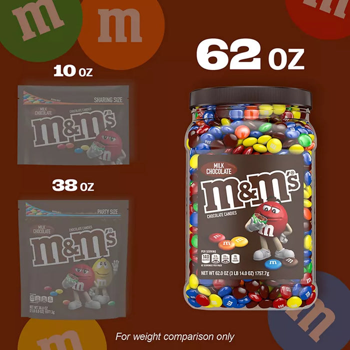 M&M's Milk Chocolate Candy Pantry Size Jar, 62 oz.