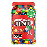 M&M's Bulk Chocolate Candy, Peanut Butter, Jar, 55 oz.