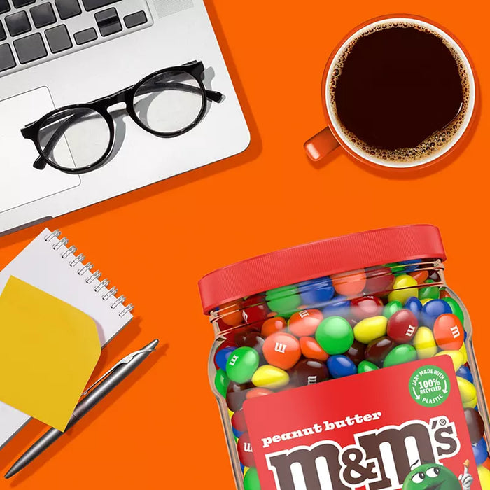 M&M's Bulk Chocolate Candy, Peanut Butter, Jar, 55 oz.