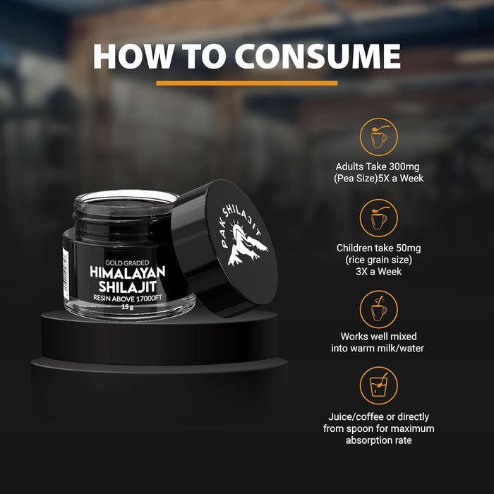 Gold Graded Himalayan Shilajit Resin (15g) – Purified Organic, Rich in Fulvic & Humic Acids, Sourced from 17,000+ FT Altitude