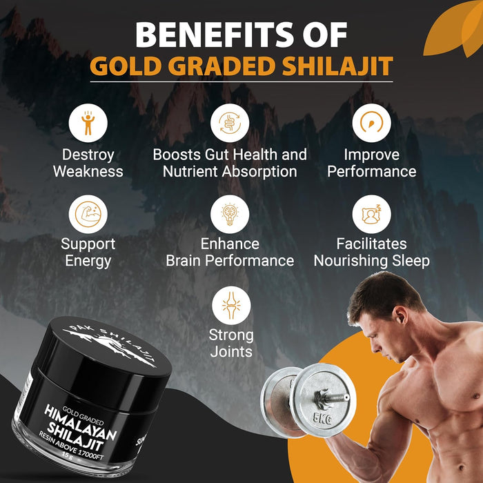 Gold Graded Himalayan Shilajit Resin (15g) – Purified Organic, Rich in Fulvic & Humic Acids, Sourced from 17,000+ FT Altitude