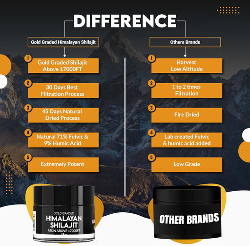 Gold Graded Himalayan Shilajit Resin (15g) – Purified Organic, Rich in Fulvic & Humic Acids, Sourced from 17,000+ FT Altitude